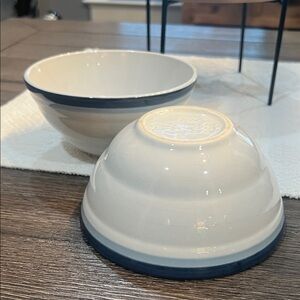 Pfaltzgraff Stoneware Bowls Blue Striped #456 5.25 Inch RARE VINTAGE FIND